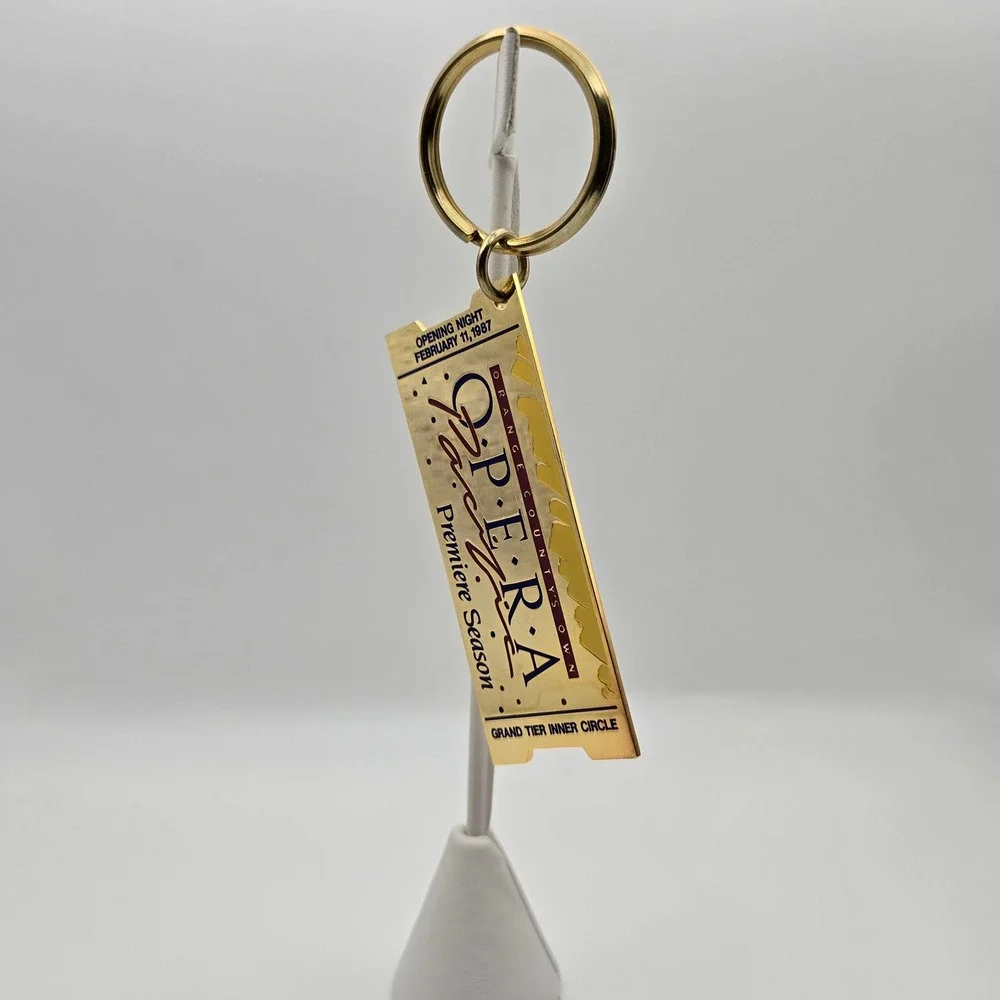 Vtg Gold‎ Tone Ticket Stub Keychain Pacific Opera Premiere Season 1987 Souvenir